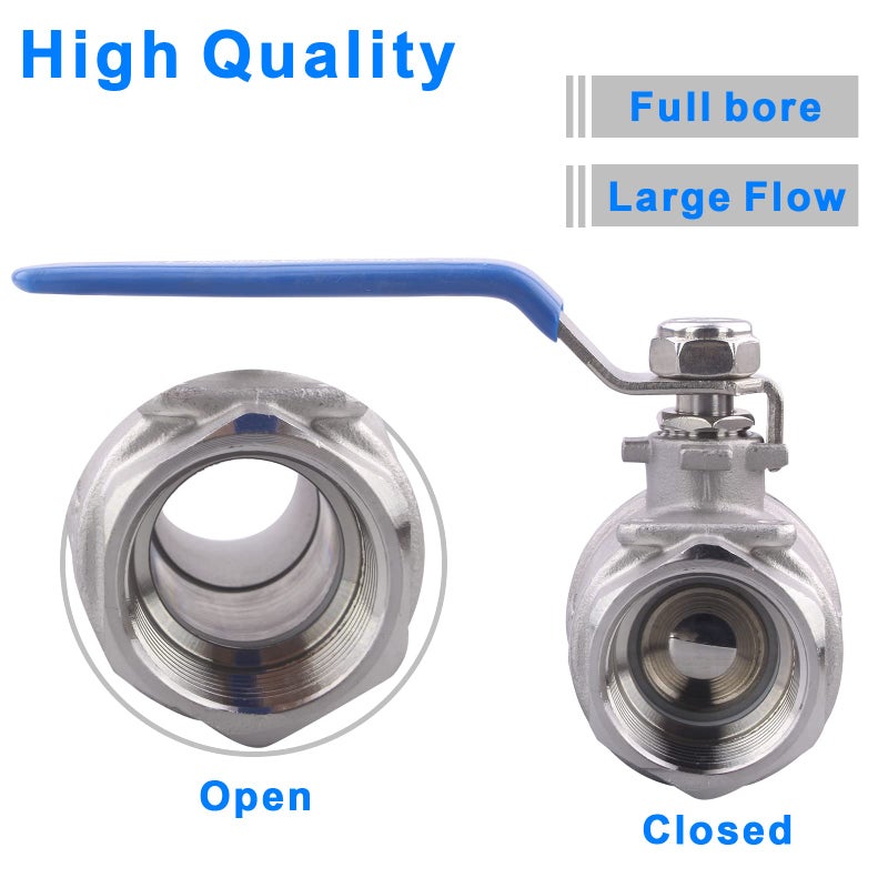 DERNORD Full Port Ball Valve 1/2 Inch - Male x Female Stainless Steel 304 Heavy Duty for Water, Oil, and Gas,1000WOG (1/2 Inch NPT) - Image 3